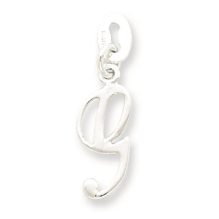 925 Sterling Silver Polished Chain Slide Initial G Charm Pendant