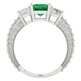 thumbnail image 4 of 3.61 ct Emerald Cut Simulated Emerald 3 Stone 14K White Gold Womens Engagement Ring, 4 of 5