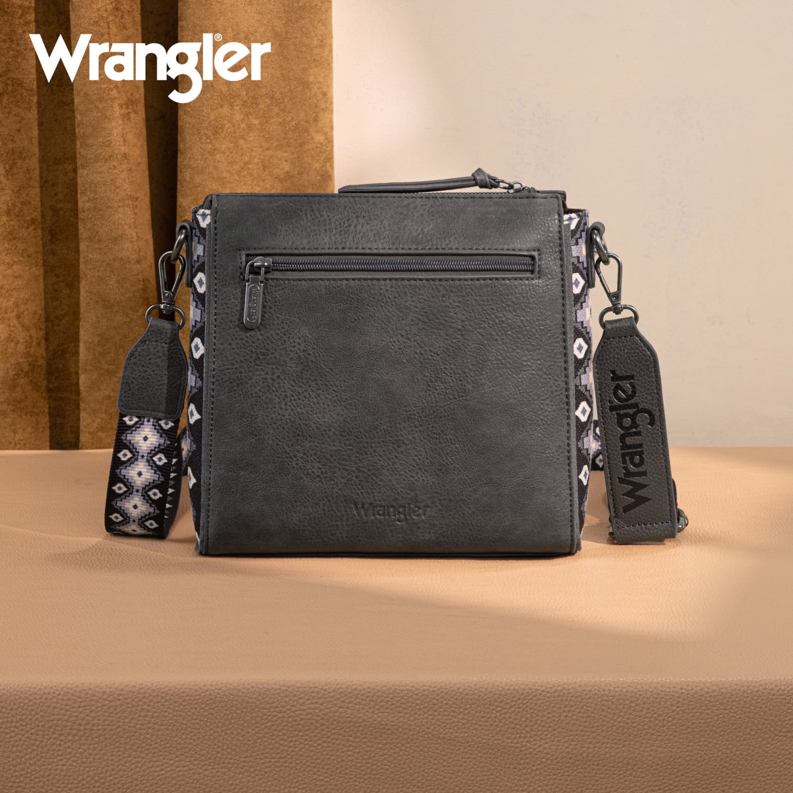 Wrangler Aztec Crossbody Bags Boho Shoulder for Women, Black