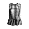 thumbnail image 7 of Karymi Workout Tops for Women Gingham Sleeveless Peplum Blouse, Casual Round Neck Checkered Tank Top with Keyhole Back, Summer Ruffle Hem Shirt Going Out Tops, 7 of 7