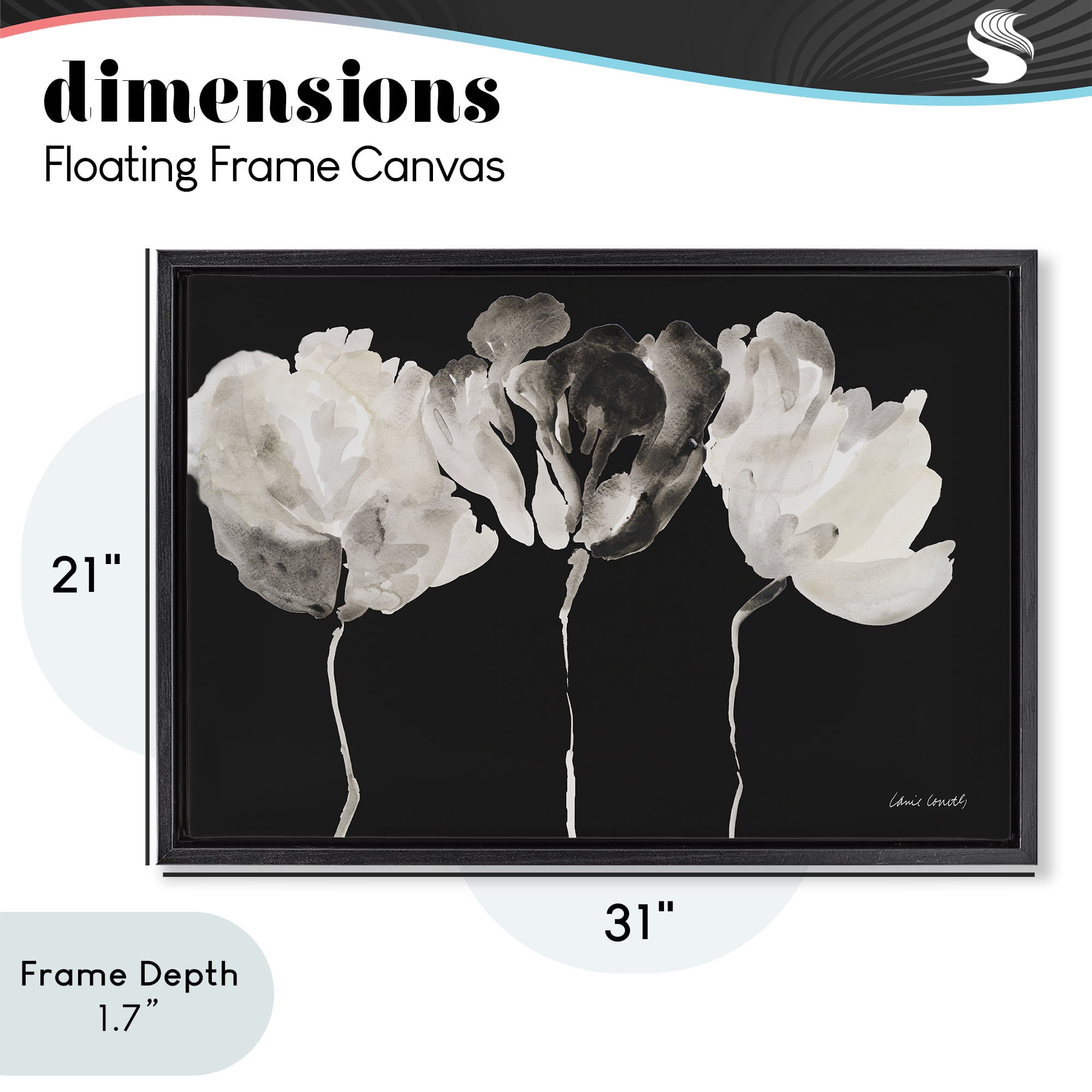 Stupell Industries Trio In Light On Black Black Framed Floater Canvas Wall Art, design by Lanie Loreth