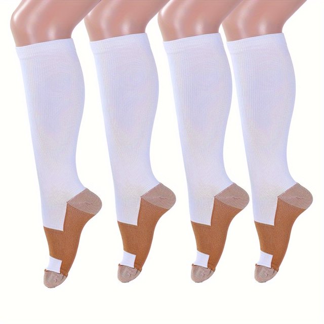 DEKAXID 4 pares de calcetines de compresión para hombres y mujeres, soporte de rodilla, medias de compresión para mujer, accesorios para el trabajo, medias de compresión largas para piernas,