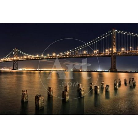San Francisco Bay Bridge at Night Panorama Print Wall Art By