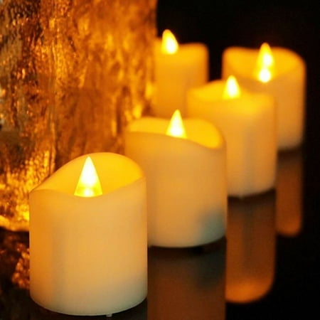 P/t Indoor Light - GHP 24-Pcs Yellow Plastic Indoor Outdoor Romantic Warm Decoration LED Candle Tea Lights