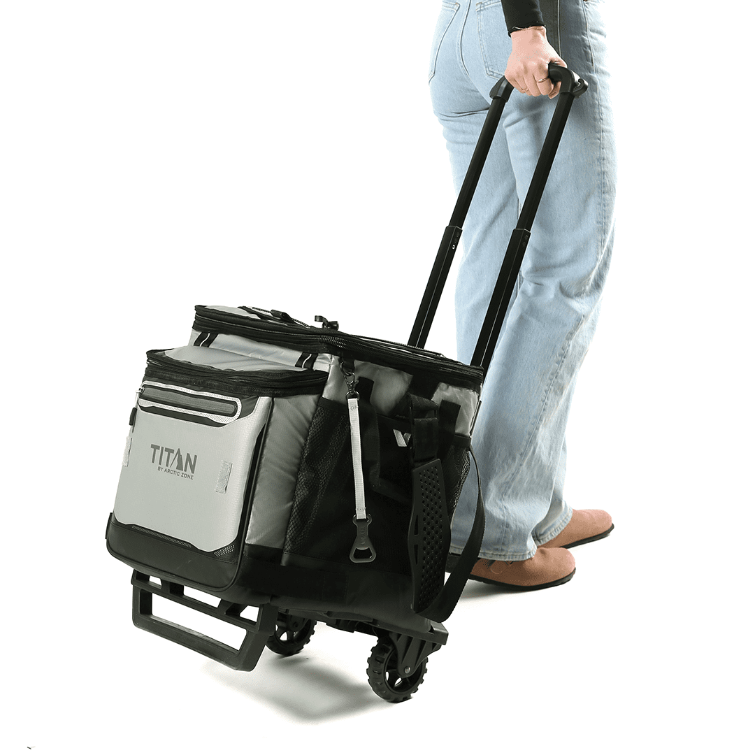 Titan by Arctic Zone 60 Can Collapsible Rolling Cooler, Seagrass