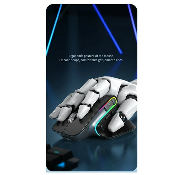 Ratón Inalámbrico Bluetooth 5.0 Mouse 2.4G Ratón Óptico Portátil Inalámbrico Ratones Ergonómicos para Computadora de Mano Derecha Gris