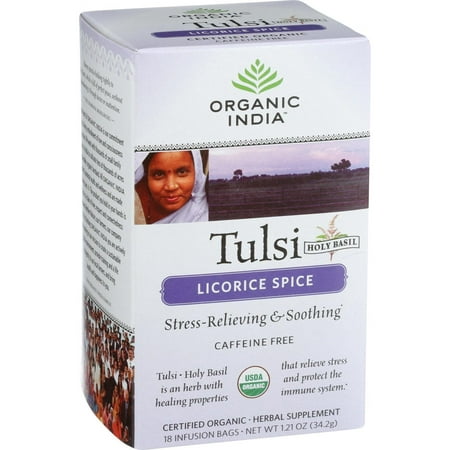 Organic India Bio Tulsi Thé - Réglisse Spice - caféine - Sacs - Infusion 18 sachets de thé - Cas