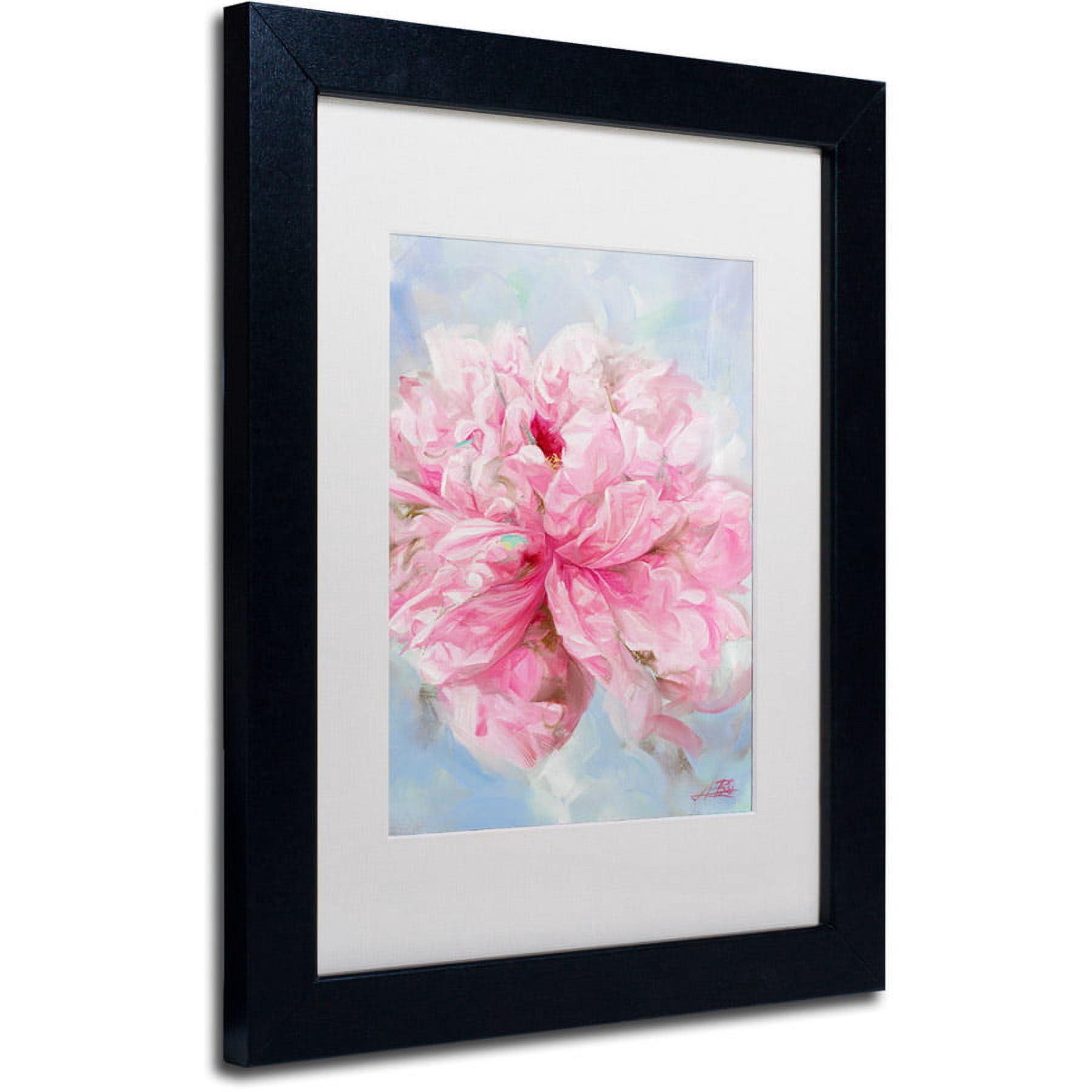 Li Bo 'Pink Peonie II' Matted Framed Art