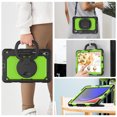 thumbnail image 6 of Case for Samsung Galaxy Tab S10 Lite/S10 FE/S9 FE/S9, 360 Rotating Stand Handle Pencil Holder Shoulder Strap Heavy Duty Shockproof Cover, Lime PC, 6 of 7
