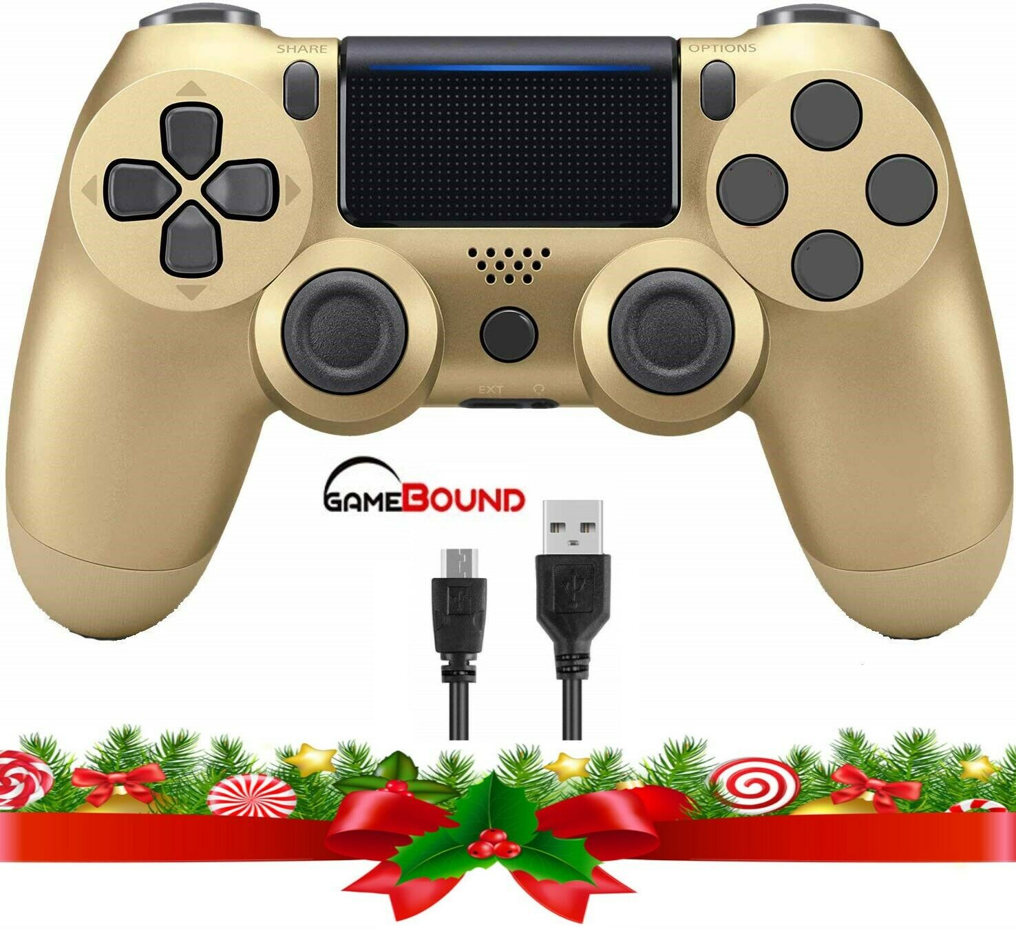 Wireless Gamepad Bluetooth LED Light for PS4 Controller (Gold
