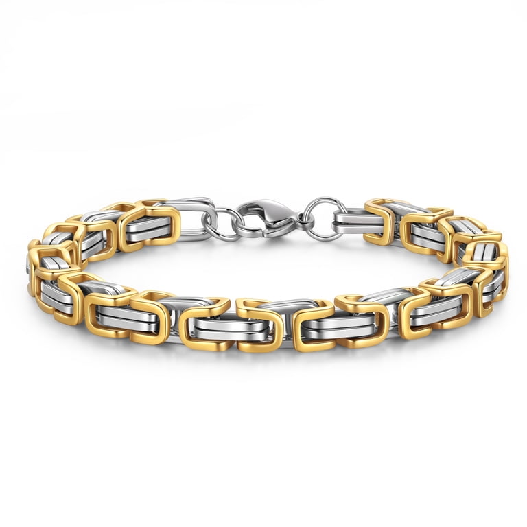 Jewmon Byzantine Chain Bracelet, Two-Tone Stainless Steel photo 1