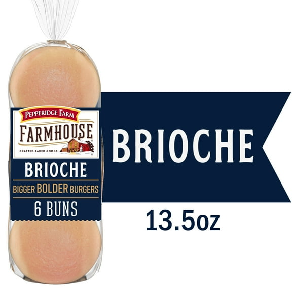 Pepperidge Farm Farmhouse Brioche Hamburger Buns, 6-Pack Bag