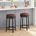 thumbnail image 4 of Garvee Set of 4 Swivel Bar Stools, 24" Counter Height Barstools with PU Leather Cushion, Backless Round Kitchen Bar Stools with Footrest, Brown Metal Frame, 4 of 7