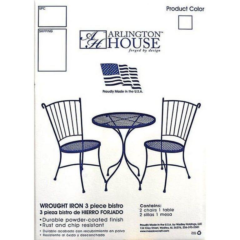 Arlington house wrought iron outdoor 3 pc bistro set deals