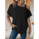 thumbnail image 2 of Camiseta Informal de Verano para Mujer, de Corta, con Hombros Descubiertos y Tejido Gofre, Color Negro, Talla M, 2 of 6