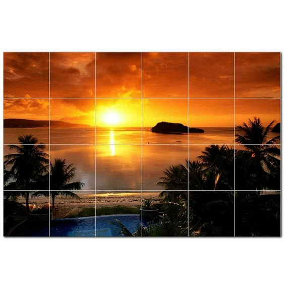 Sunset Photo Ceramic Tile Mural Kitchen Backsplash Bathroom Shower, 405915-L64