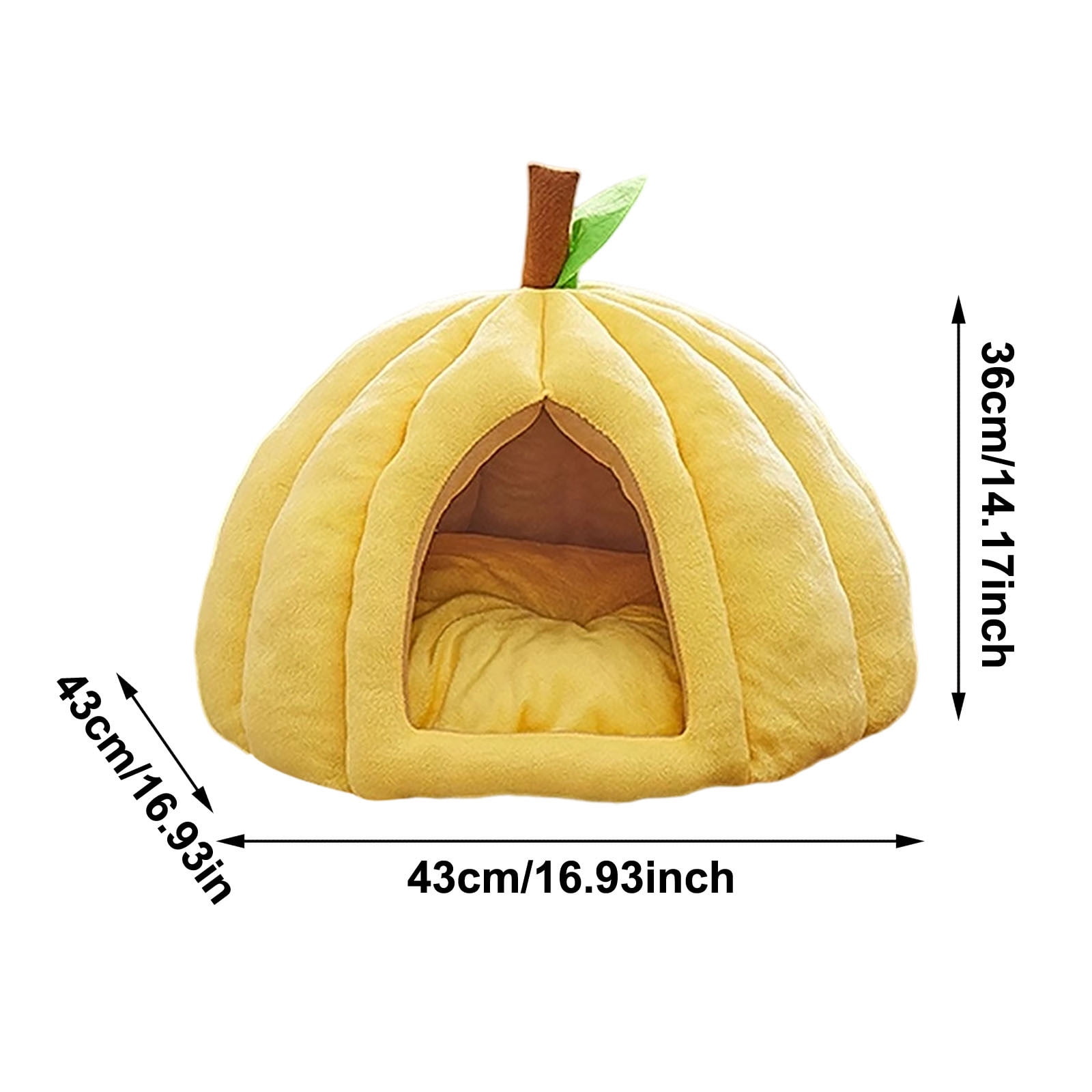 Cozy Pumpkin Cat Cave Bed with Removable Cushion - Warm Enclosed Indoor Cat House for Kittens and Small Dogs, Cute Seasonal Hideaway Sleep Tent Pet Bed