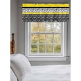 thumbnail image 3 of Floral Leaf Valances for Windows, Rod Pocket Kitchen Valance Curtains - Soft & Washable Small Window Treatment for Living Room,&nbsp;Bathroom, Black Yellow, 54x18inch, 3 of 9