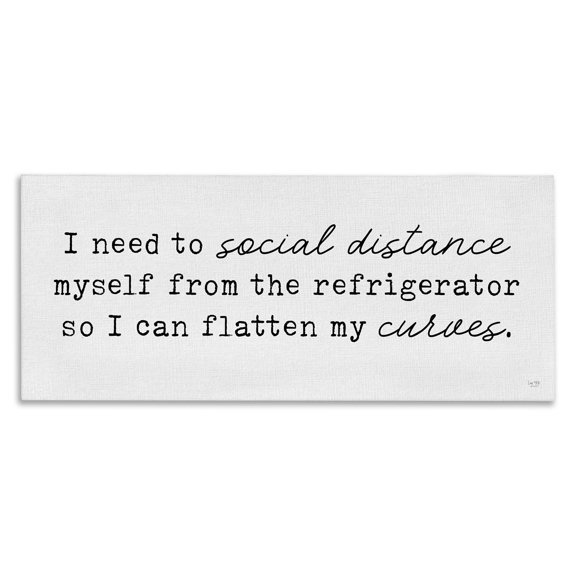 Stupell Industries Rustic Lodge Social Distance from Refrigerator Kitchen Humor Canvas Art, 24 x 10, by Lux Me Designs