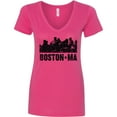 thumbnail image 3 of Inktastic Boston Massachusetts City Skyline with Grunge Women's V-Neck T-Shirt, 3 of 5