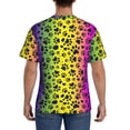 thumbnail image 3 of Bixox Men's Animal Paw Rainbow Printed Short Sleeve Skinny Athletic T-Shirt, 3 of 6