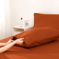 thumbnail image 4 of Luxury Hotel Bed Sheets and Pillowcase Set 1000 Thread Count 100% Cotton, 15" Inch Deep Pocket Premium Hotel Quality Smooth & Soft Bedding Sheet Set, Short Queen Size - Burnt Orange Solid, 4 of 4