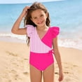 thumbnail image 6 of Busydd Girls One Piece Swimsuits with Built in Bra 7-16 Years Trendy Ruffle V Neck Girls' Swimwear Summer Beach Striped Bathing Suit 9-10 Years, 6 of 8