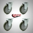 thumbnail image 2 of 5 Inch SS Gray Polyurethane Wheel Swivel Top Plate Caster Set Service Caster, 2 of 2