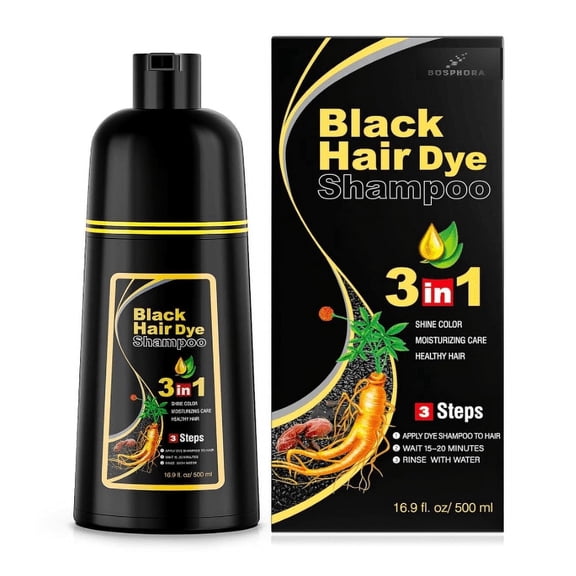 Black Hair Dye Shampoo 3 in 1 Hair Color Shampoo for Women & Men for Gray Hair Coverage for Instant Herbal Natural Champu Para Canas Mujer