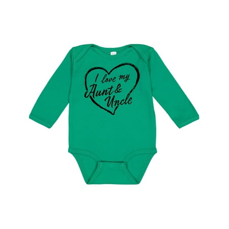 

Inktastic I Love My Aunt and Uncle in Black Chalk Heart Gift Baby Boy or Baby Girl Long Sleeve Bodysuit