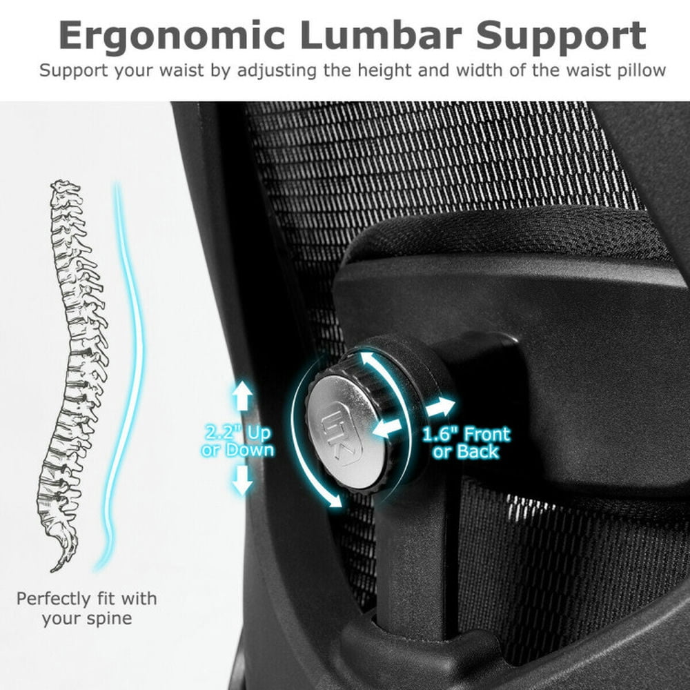 Demi Bonn Adjustable Height Mesh Swivel High Back Office Chair, Rolling Work Computer Desk Chair, Black