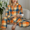 thumbnail image 6 of Daiia Warm Orange Plaid for Women's Long-Sleeved Pajama Set – Soft & Comfortable Sleepwear Button-Up Pajamas Cozy Lounge Wear-X-Large, 6 of 7