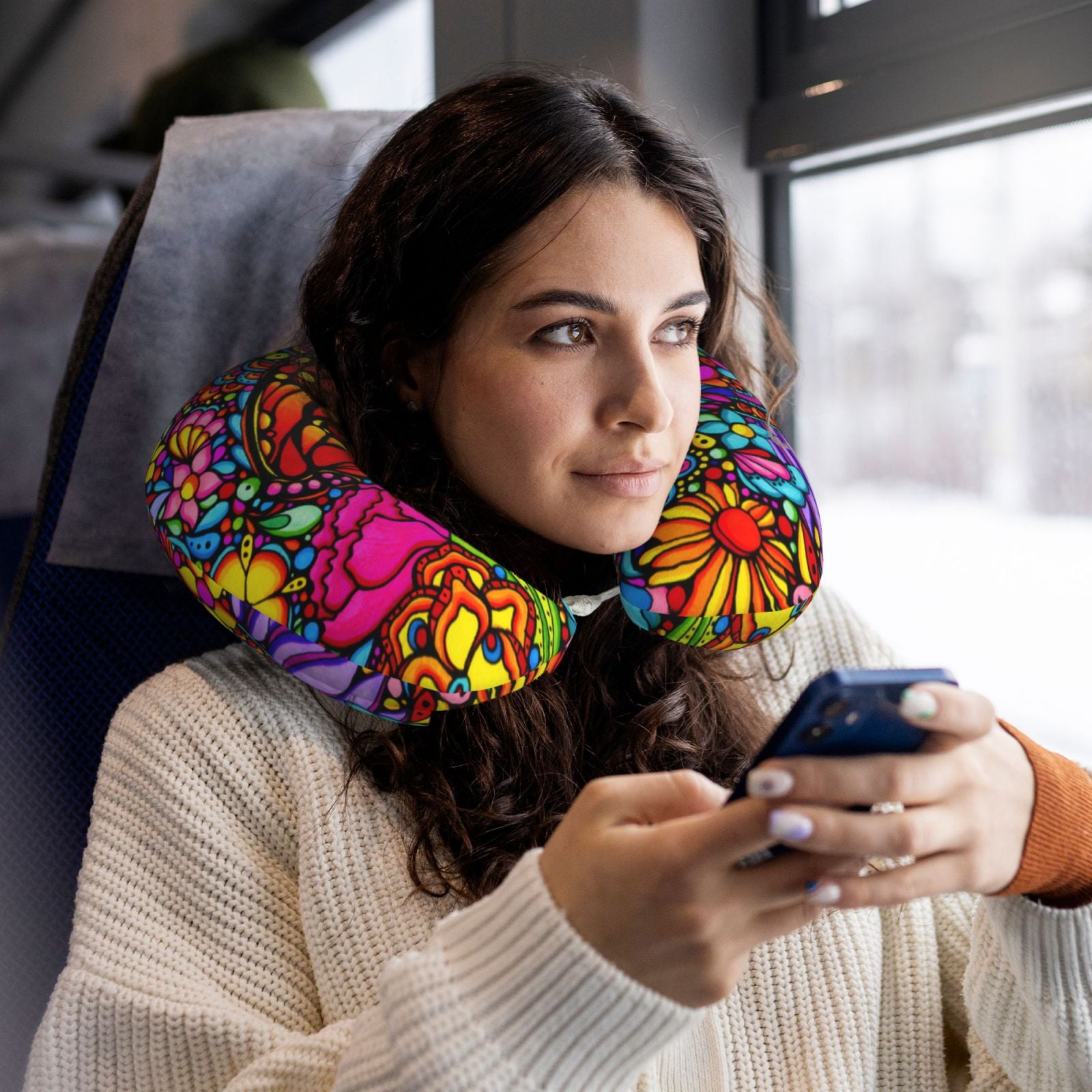 Xecao Butterfly Garden Print Memory Foam Cervical Neck Pillow Versatile U-Shaped Pillows for Home,Office,Camping,Travelling,Soft Washable Cover