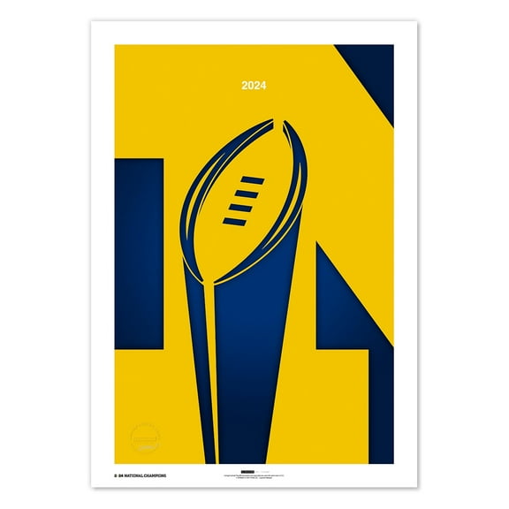Michigan Wolverines College Football Playoff 2024 Champions 14" x 20" Minimalist Limited Edition Fine Art Print