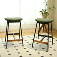 thumbnail image 6 of Topcobe Modern Set of 2 Bar Stools, Counter Height Bar Stools, Soft Fabric Upholstered, Backless for Kitchen, Dining Room Bar Chairs, Modern Furniture for Indoor, Green, 6 of 7