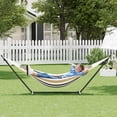 thumbnail image 3 of Double Hammock with Stand - Heavy Duty 450lbs Capacity, Portable Cotton Hammock for Two Adults, Indoor & Outdoor Use with Travel Bag(Coffee), 3 of 9
