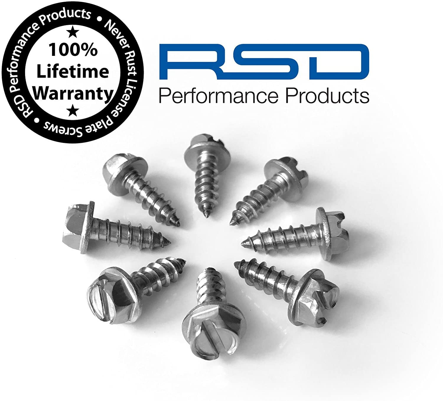 License Plate Screws(8) for Domestic Cars & Trucks Never Rust Stainless