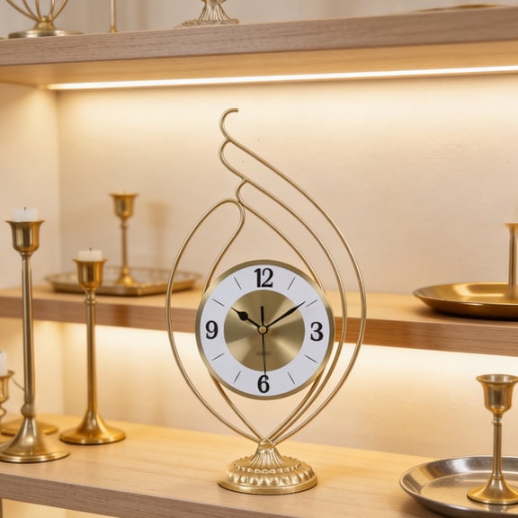 Mantel clock, non-ticking desk clock, European retro style living room clock, silen table clock, silent can be used for decoration