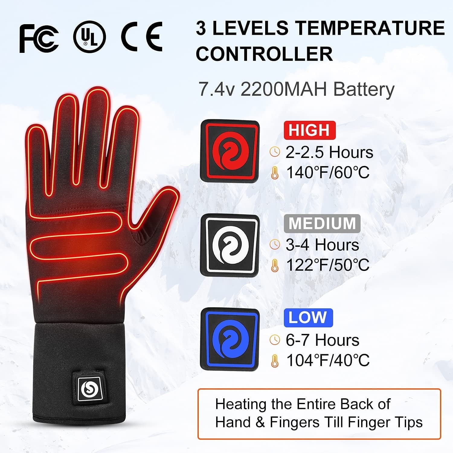 Snow Deer Heated Glove Liners for Men Women,Rechargeable Electric Battery Heating Riding Ski Snowboarding Hiking Cycling Hunting Thin Gloves Hand Warmer Arthritis&Raynaud's