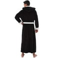 thumbnail image 3 of WZXFASHION Men's Winter Plush Lengthened Shawl Bathrobe Home Clothes Long Sleeved Robe Coat Intimates Black S, 3 of 6