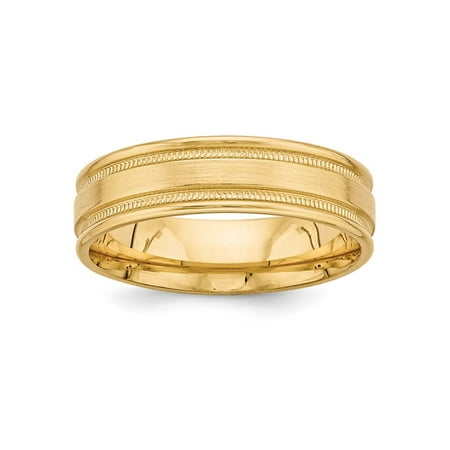 Solid 14k Yellow Gold Comfort Fit Satin Milgrain Wedding Band Ring Size 7.5