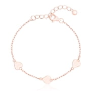 Bliss Kids Polished Heart Station 6" Cable Chain Bracelet in Rose Gold Plated Sterling Silver