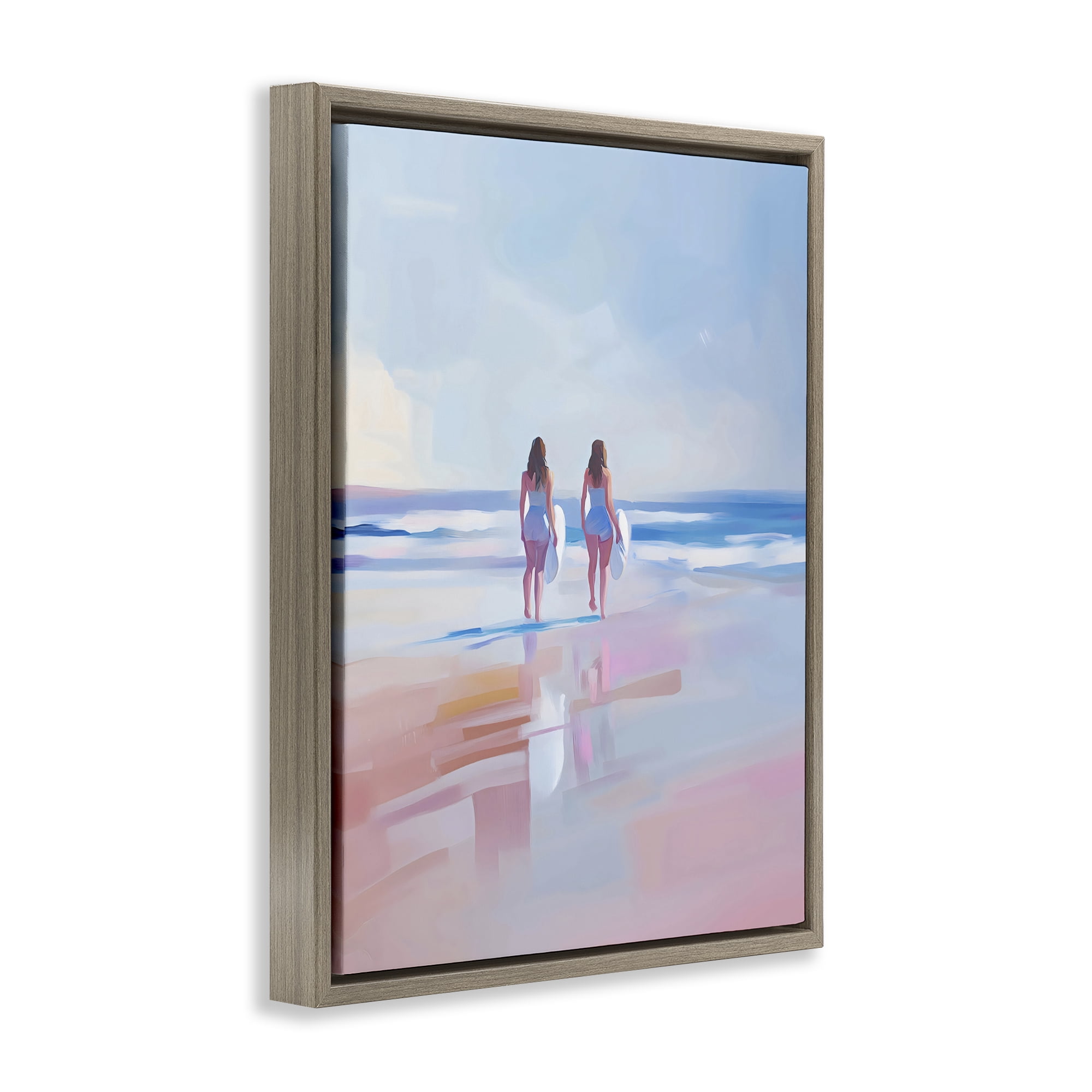 Stupell Industries Heading To Surf at Dawn Brown Framed Floater Canvas Wall Art, design by The Prints Vibe