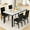 Black, variant on LinkRomat 5-Piece Dining Table Set, Minimalist Faux Marble Table with 4 Velvet Upholstered Chairs for Apartments and Small Kitchens, Black