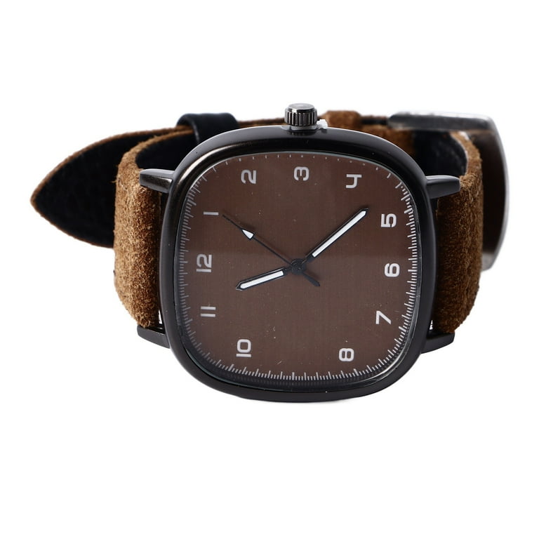 ＊＊＊ ZX Men Quartz Watch Quadrate Shaped Accurate Time PU Leather Strap