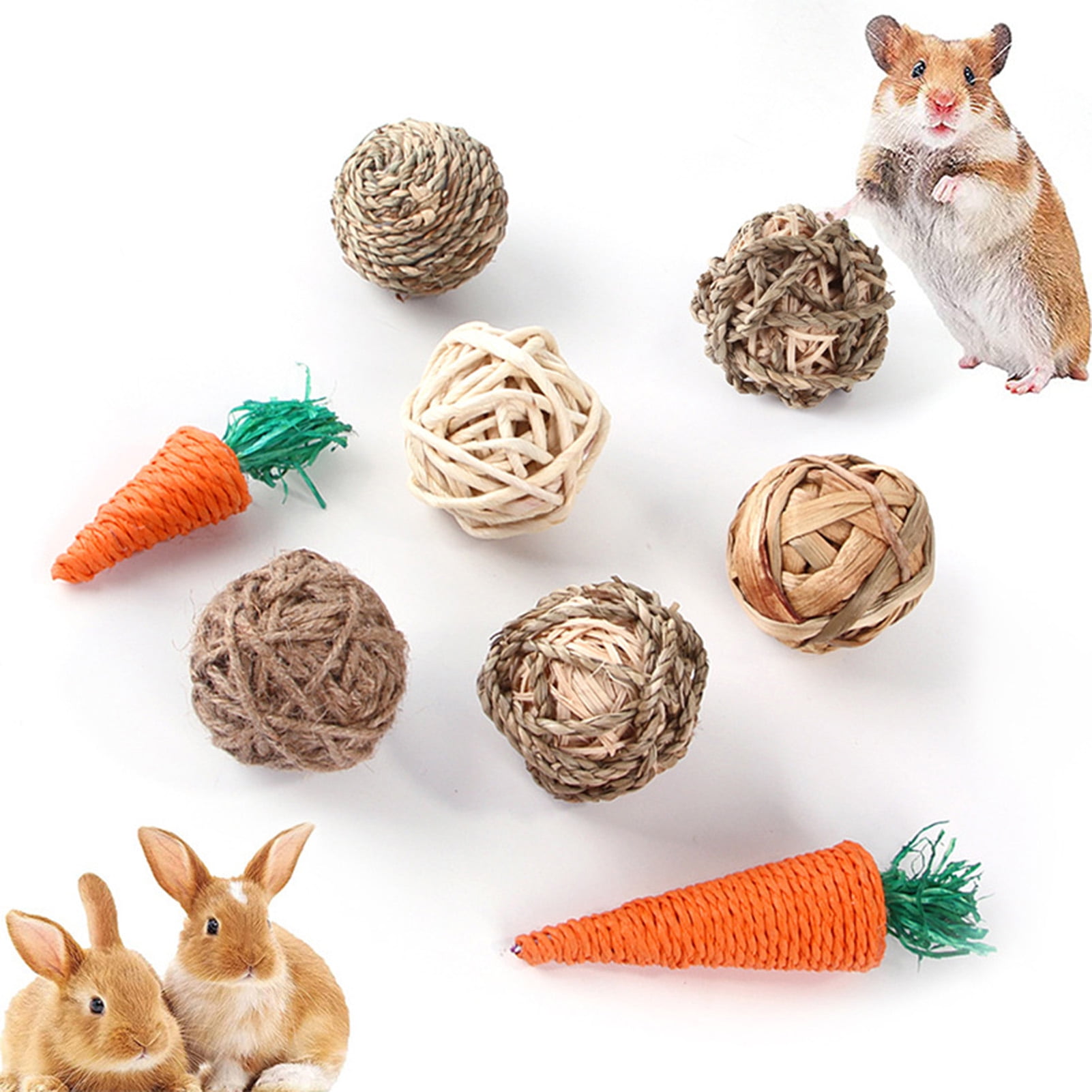 Walbest Small Animals Play Balls Rabbit Rolling Activity Toys Bunny Chewing & Gnawing Treats Toys for Guinea Pigs, Rabbits, Chinchilla, Hamsters