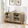 thumbnail image 3 of Storage Cabinet, Sideboard with Linen Decorated Doors for Bedroom, Living Room, Office, 3 of 7