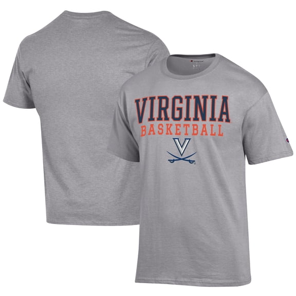 Men's Champion  Gray Virginia Cavaliers Icon Logo Basketball Jersey T-Shirt