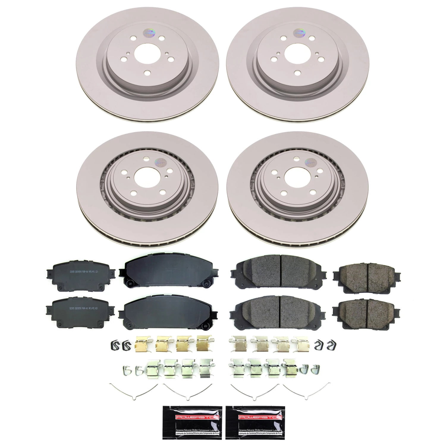 PowerStop Front and Rear Geomet Coated Brake Rotor and Pad Kit Fits: LEXUS TOYOTA Select Models CRK8817