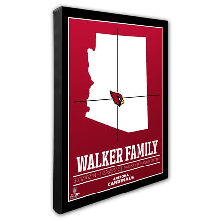 Personalized NFL Arizona Cardinals - NFL Family Name / Stadium with GPS Coordinates - 16" X 20" Canvas Wall Art